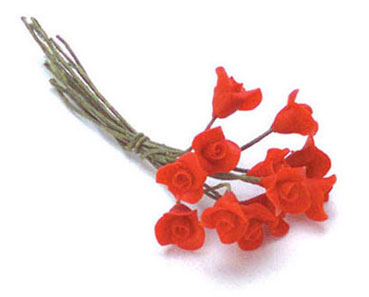 Dollhouse Miniature Roses, 1 Doz. Red